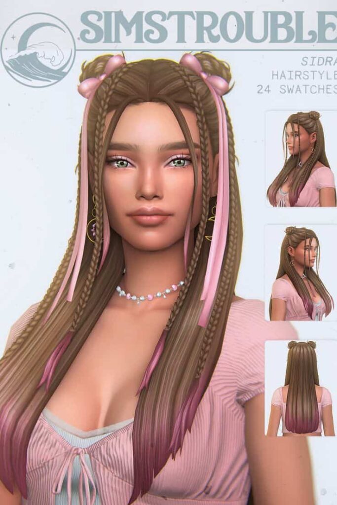 sims 4 space bun braids