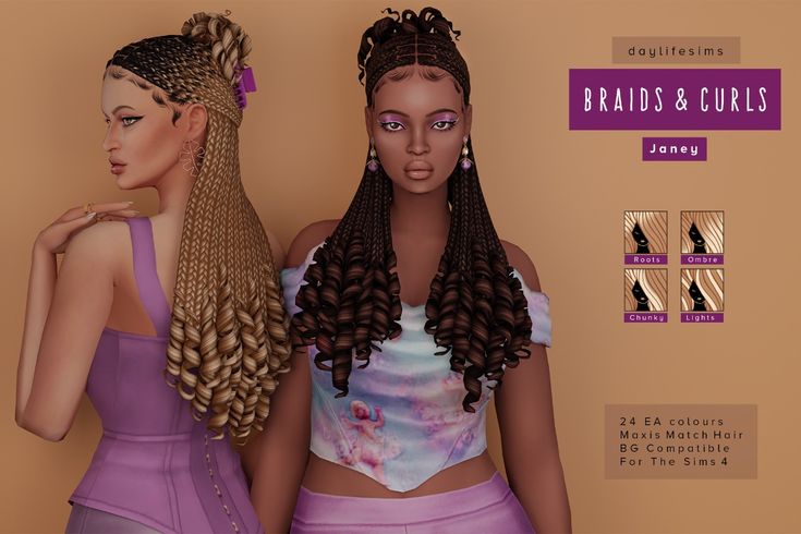 sims 4 female long curly hair cc