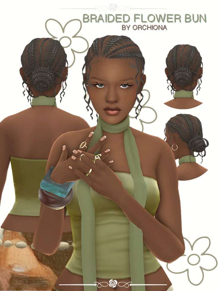 sims 4 braided flower bun