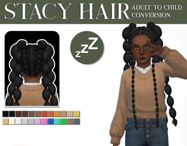 sims 4 bubble braid pigtails
