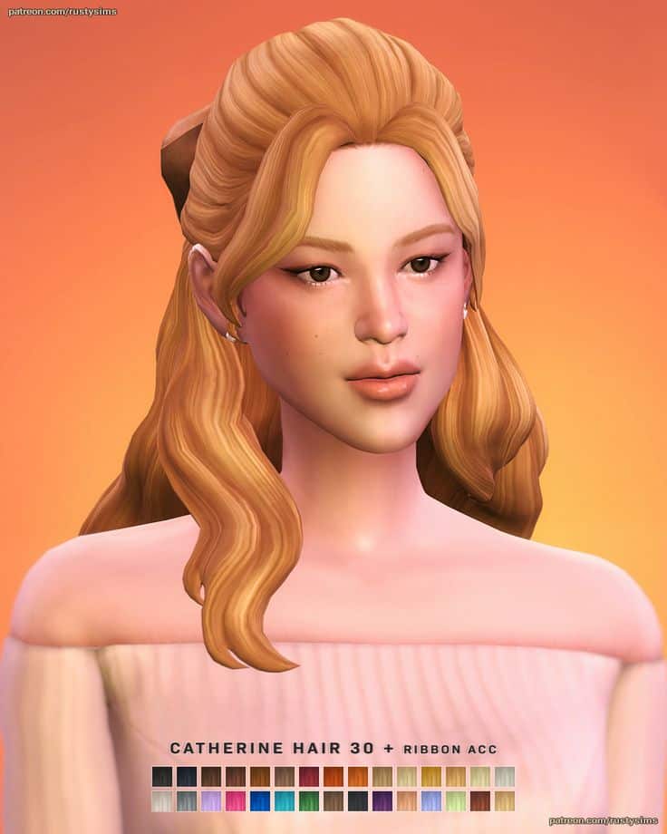 sims 4 famale hair with ribbon accessory