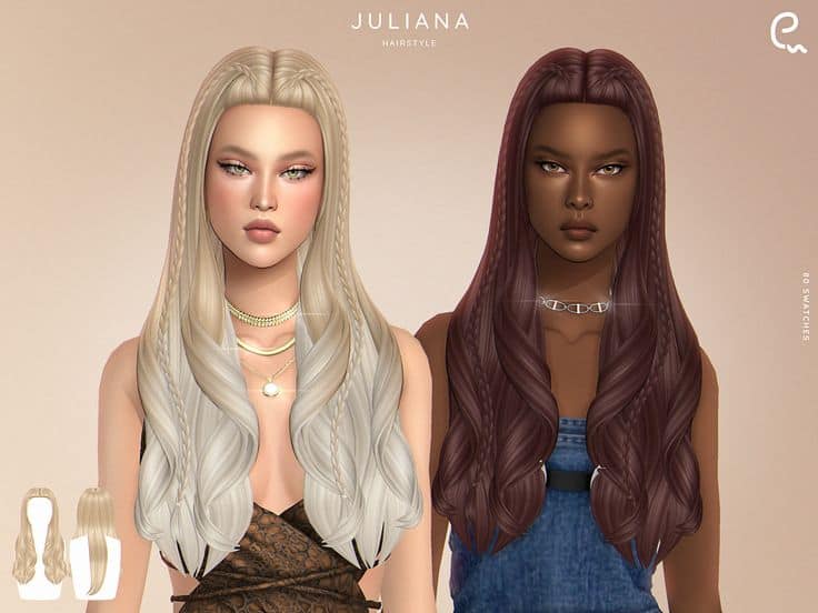 sims 4 long hair cc with side braids