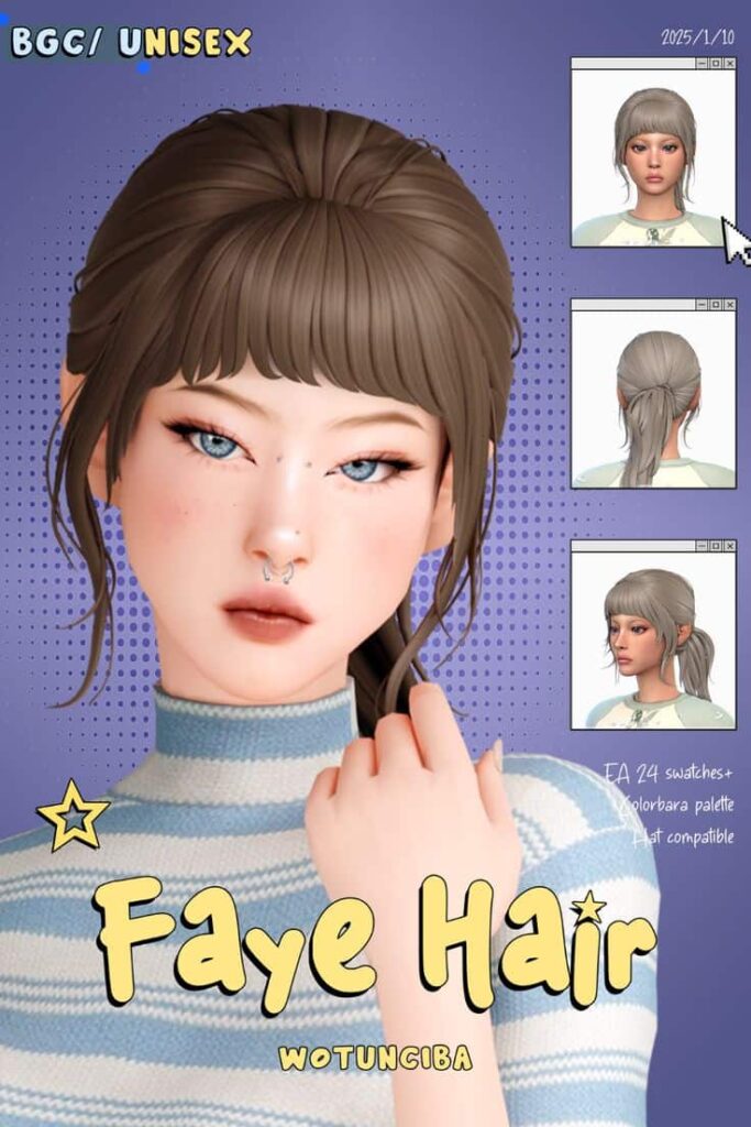 sims 4 low ponytail cc