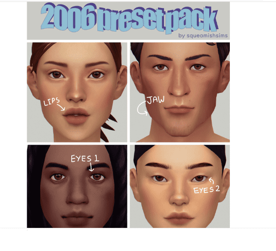 sims 4 face presets pack