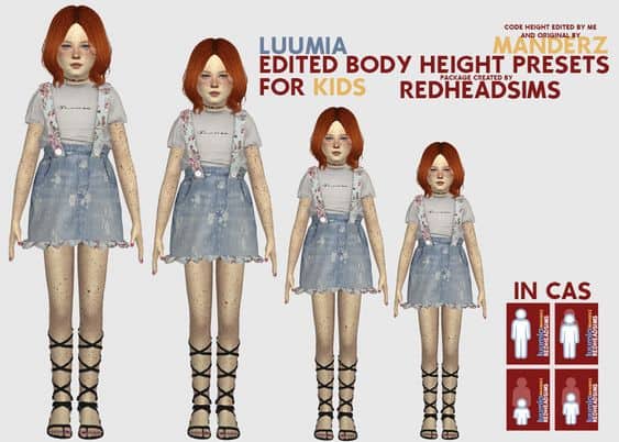 sims 4 height presets