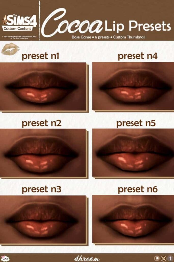 sims 4 lip presets