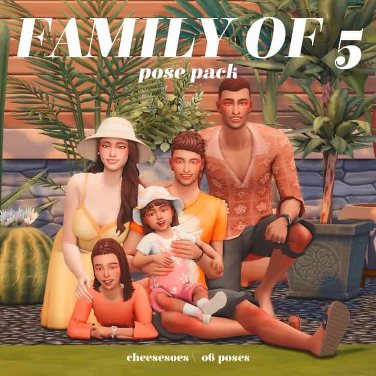 sims 4 family of 5 pose pack