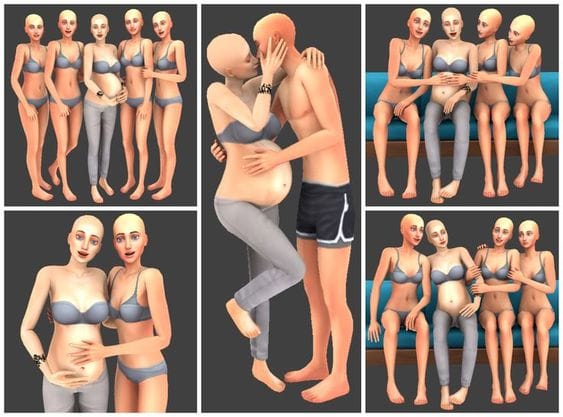 sims 4 pregnancy group poses