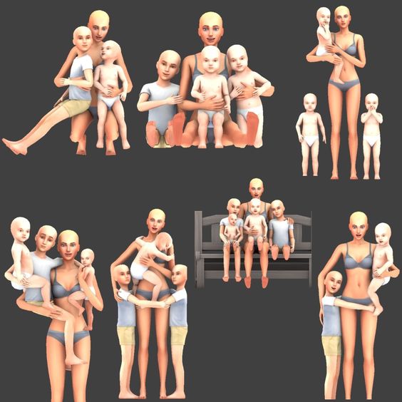 sims 4 single parent family pose pack