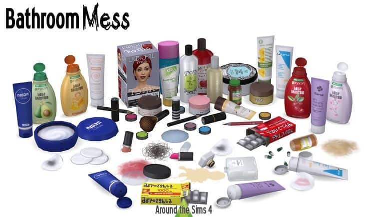 sims 4 bathroom mess clutter CC pack