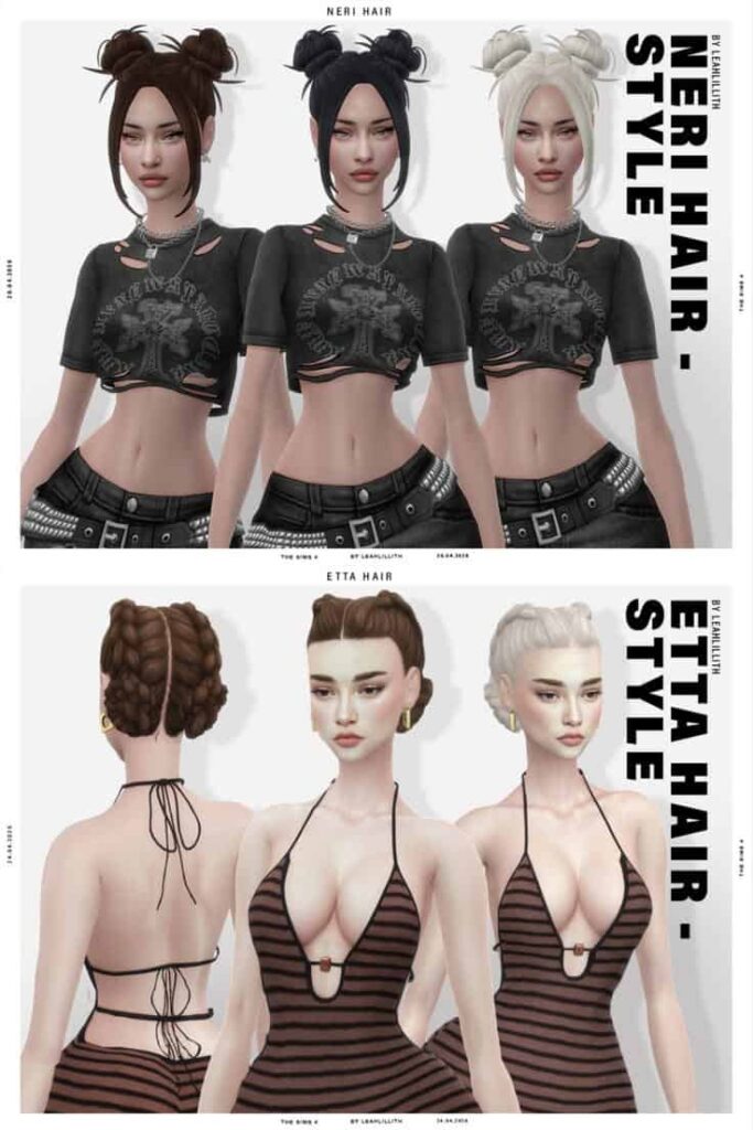 sims 4 bun hair set