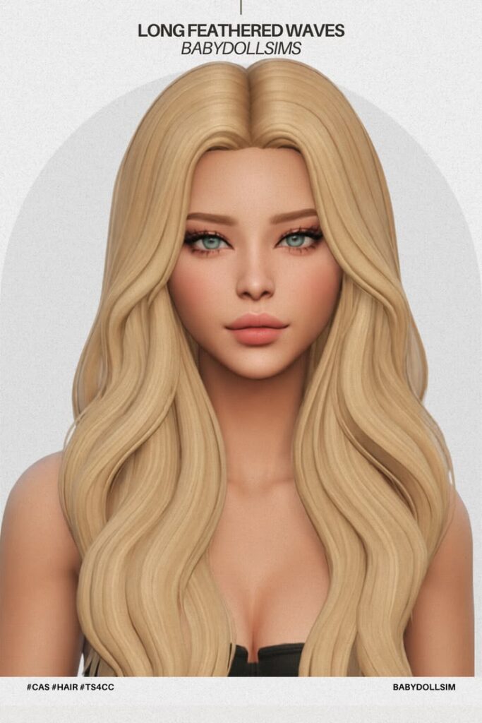 sims 4 long feathered hair cc