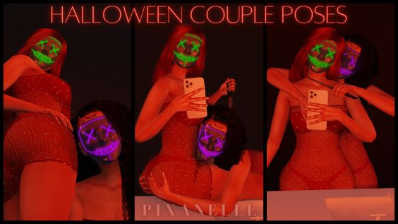 sims 4 halloween couple pose pack