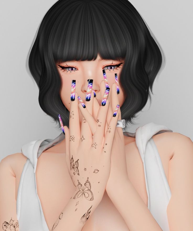 sims 4 gradient nails cc set
