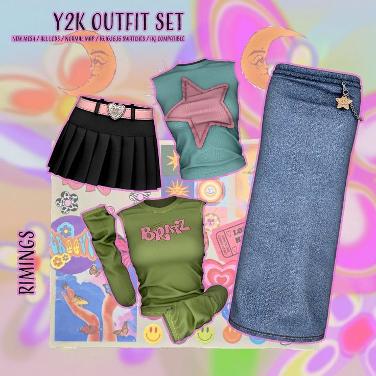 sims 4 y2k outfit set
