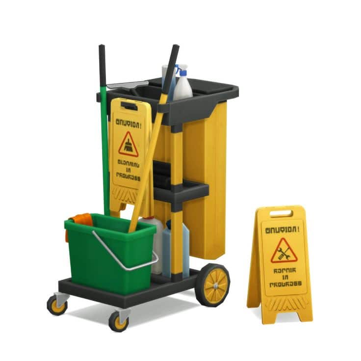 Cleaning Cart & Caution Sign CC