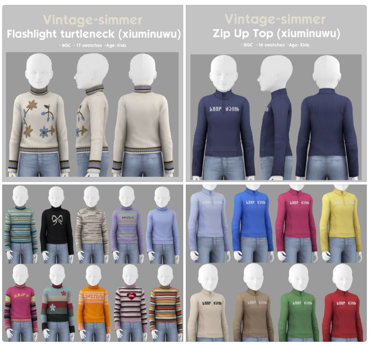 Vintage Simmer Sims 4 kids tops conversions