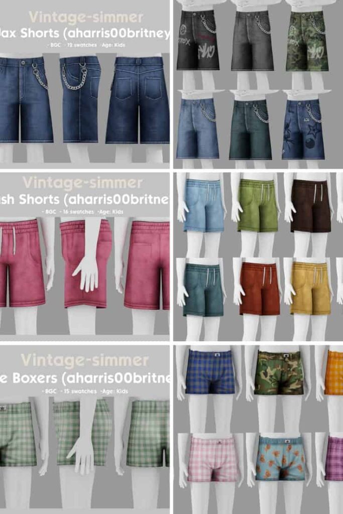 Vintage Simmer kids shorts collection