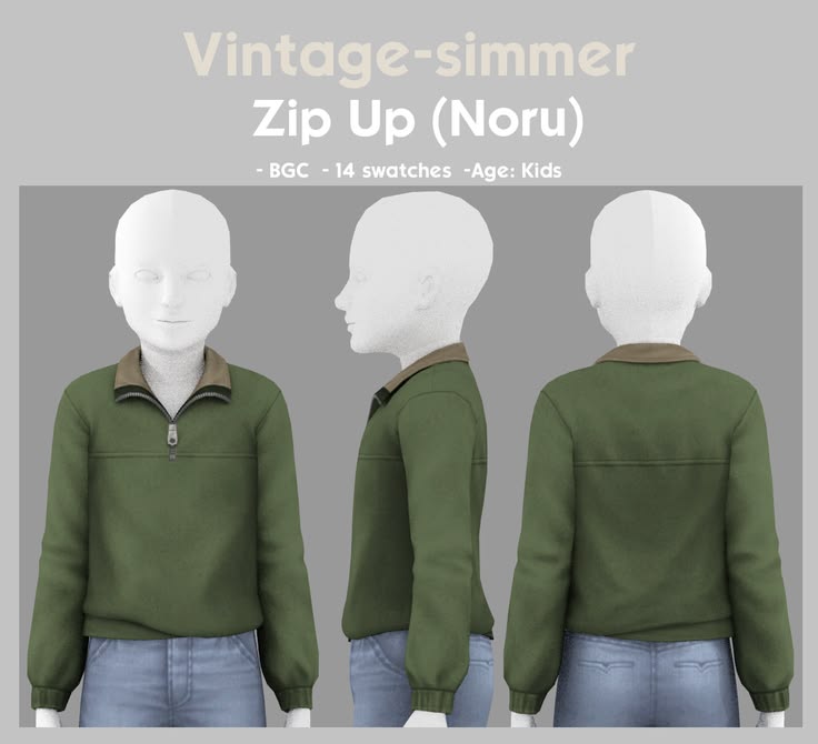 Vintage Simmer zip up kids clothes Sims 4