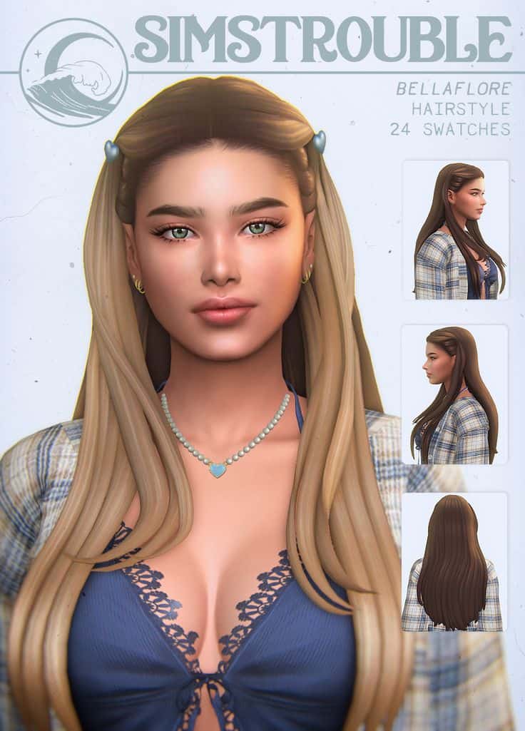 sims 4 long hair with clip accessory