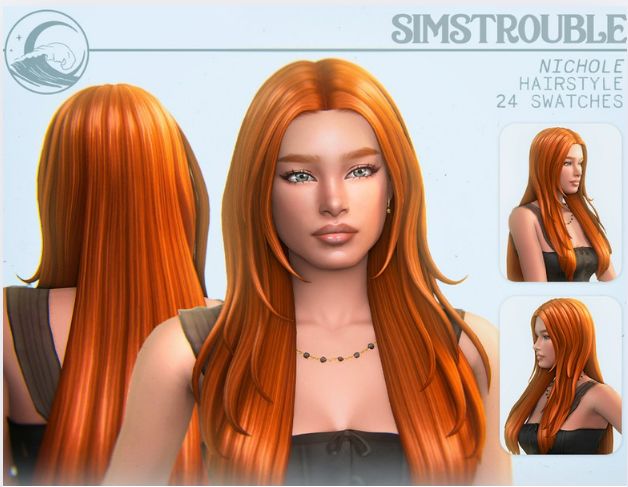 sims 4 long hair with middle part
