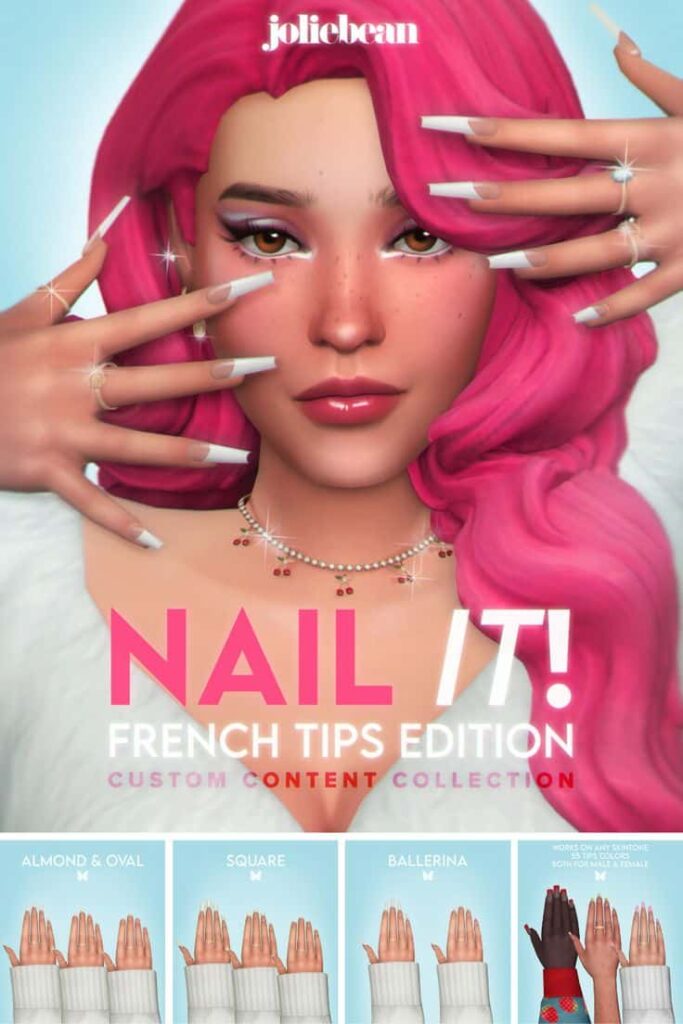 french tip nails cc sims 4