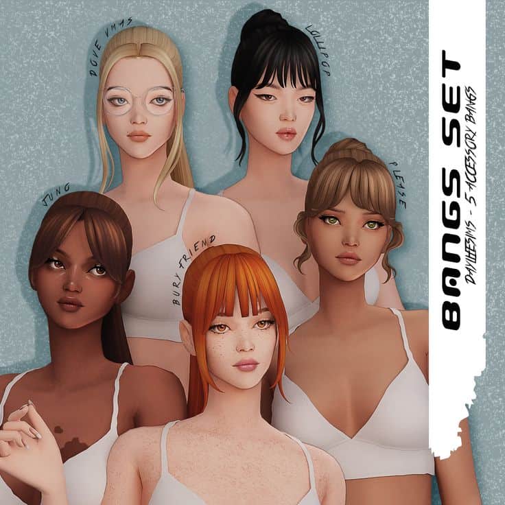sims 4 bangs cc set