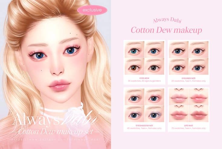 sims 4 cotton dew makeup