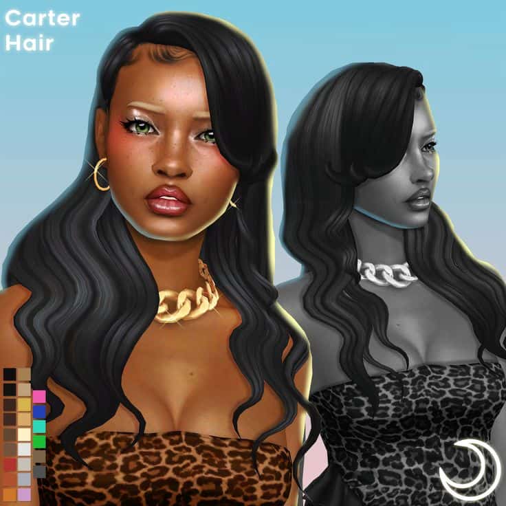 the sims 4 long wavy hair cc