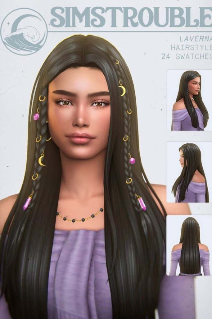 sims 4 long hair and beads accessory