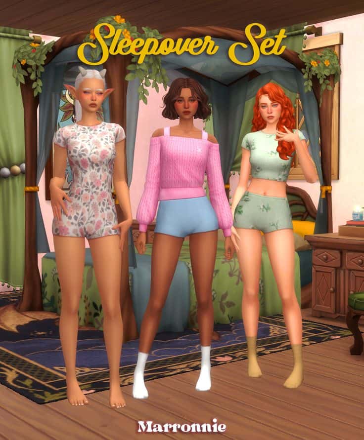 sims 4 sleepover cc set