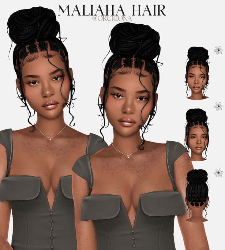 sims 4 bun hair and braids