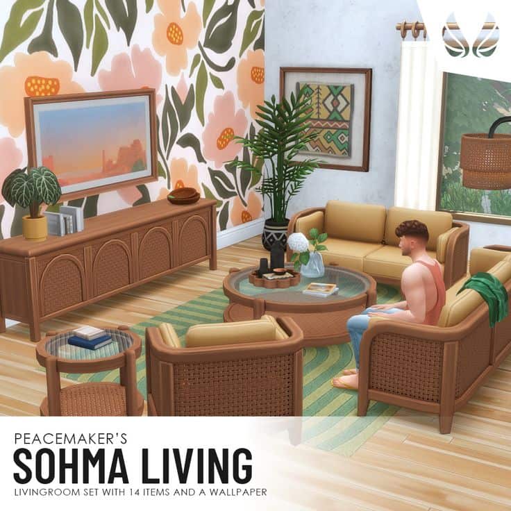 living room cc set sims 4