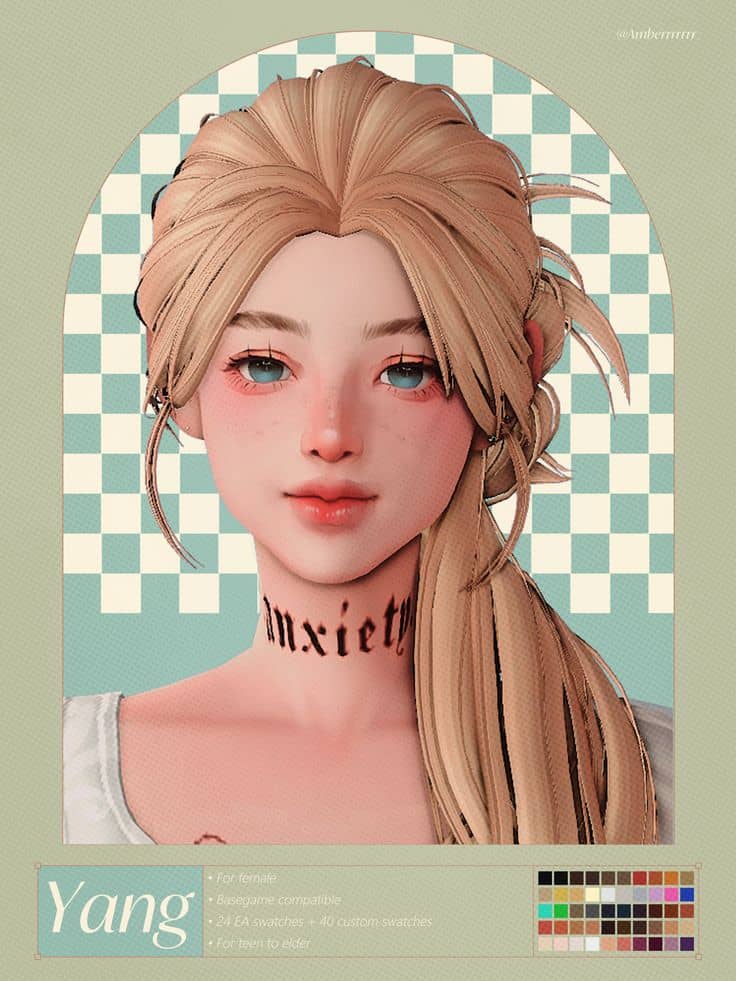 sims 4 low ponytail cc