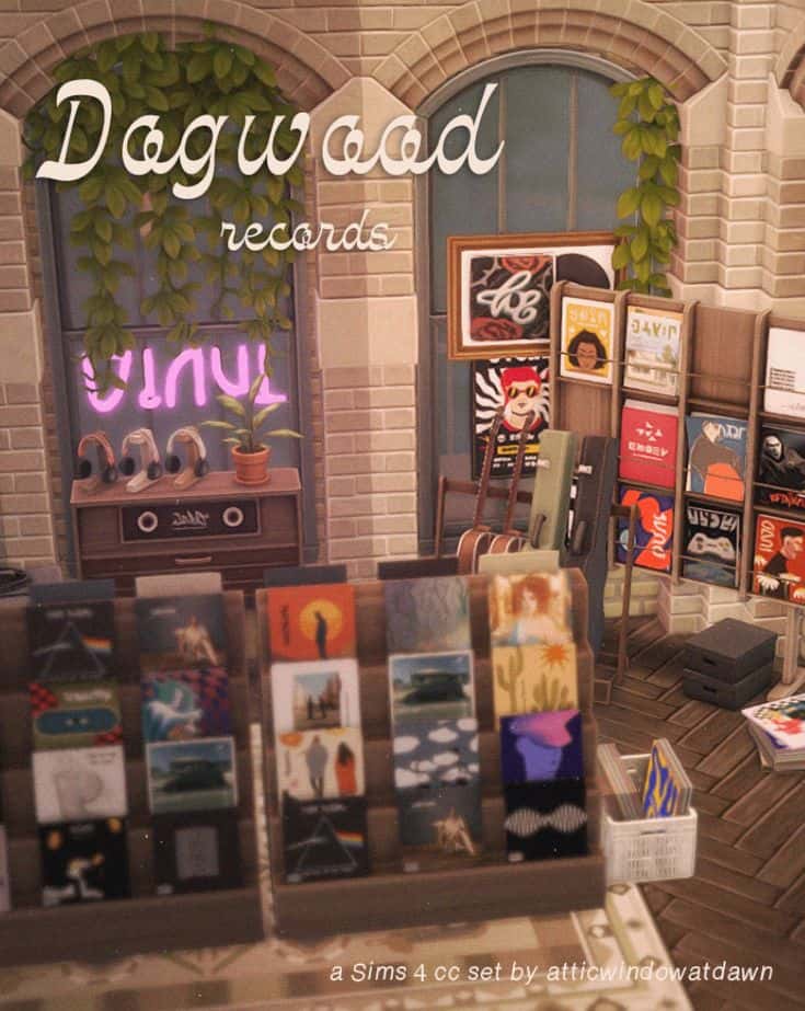 sims 4 records store cc pack