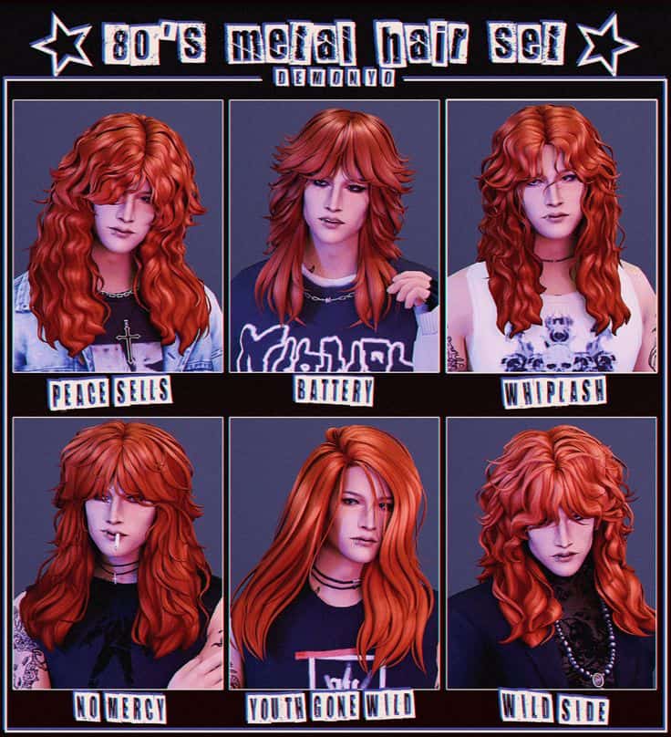 Sims 4 80s Metal Hair Set - Demonyo