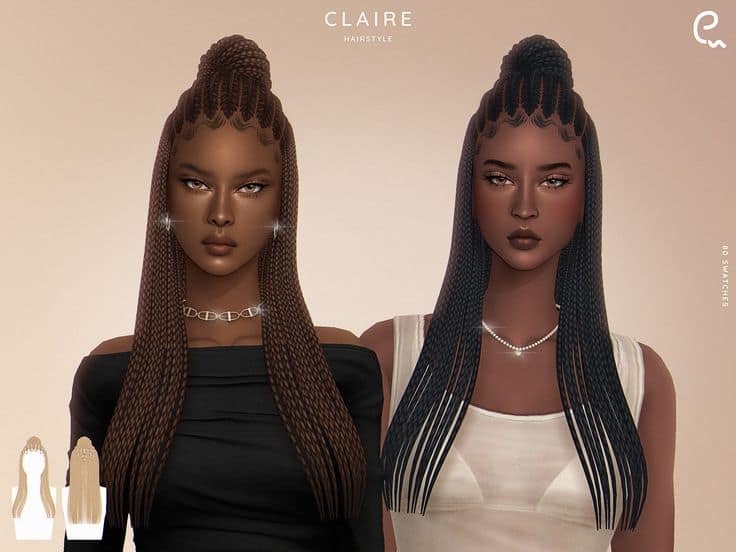 sims 4 braided hair and bun cc