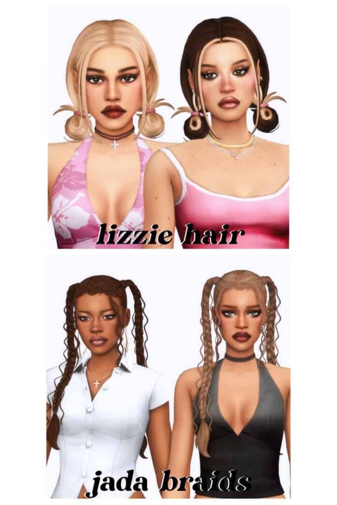 sims 4 double buns and braids
