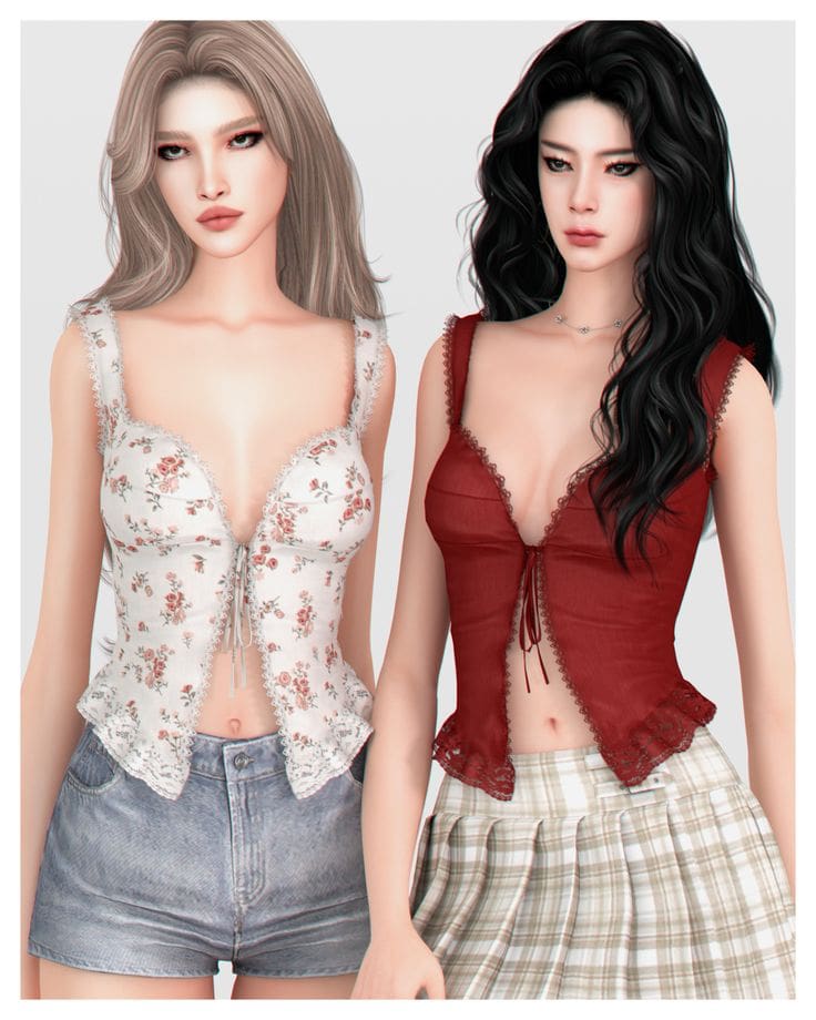 sims 4 floral tops