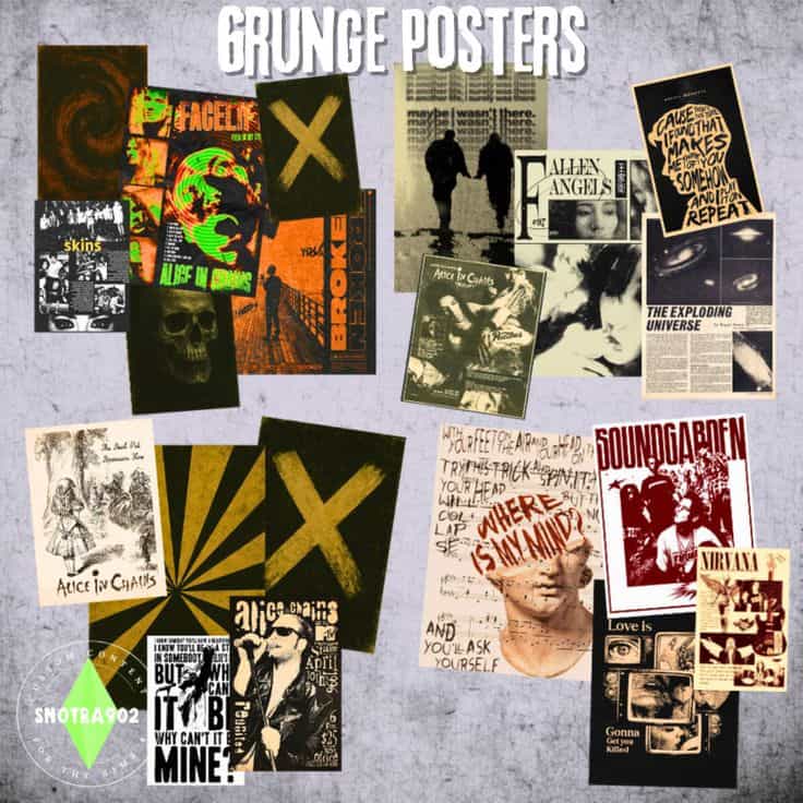 sims 4 grunge posters cc