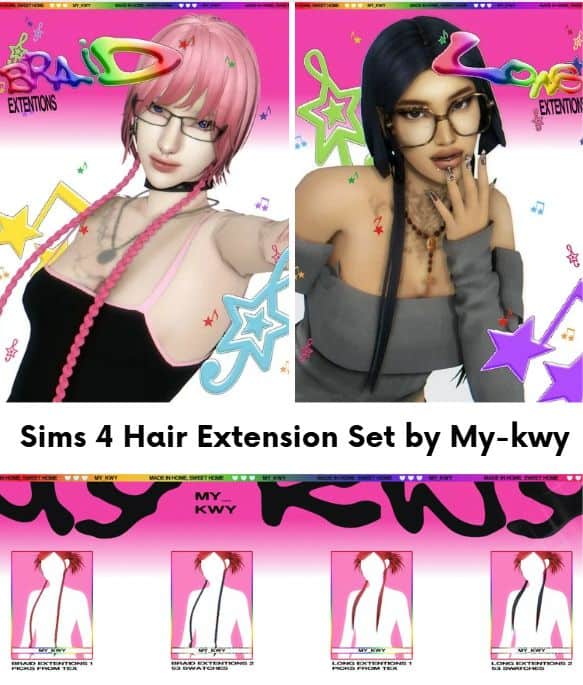 sims 4 hair extension set