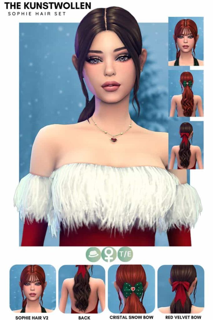 sims 4 ponytail cc set