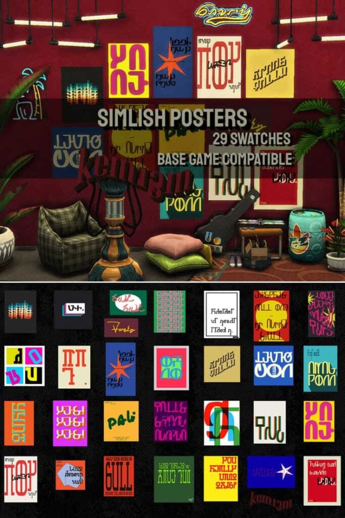 sims 4 simlish posters