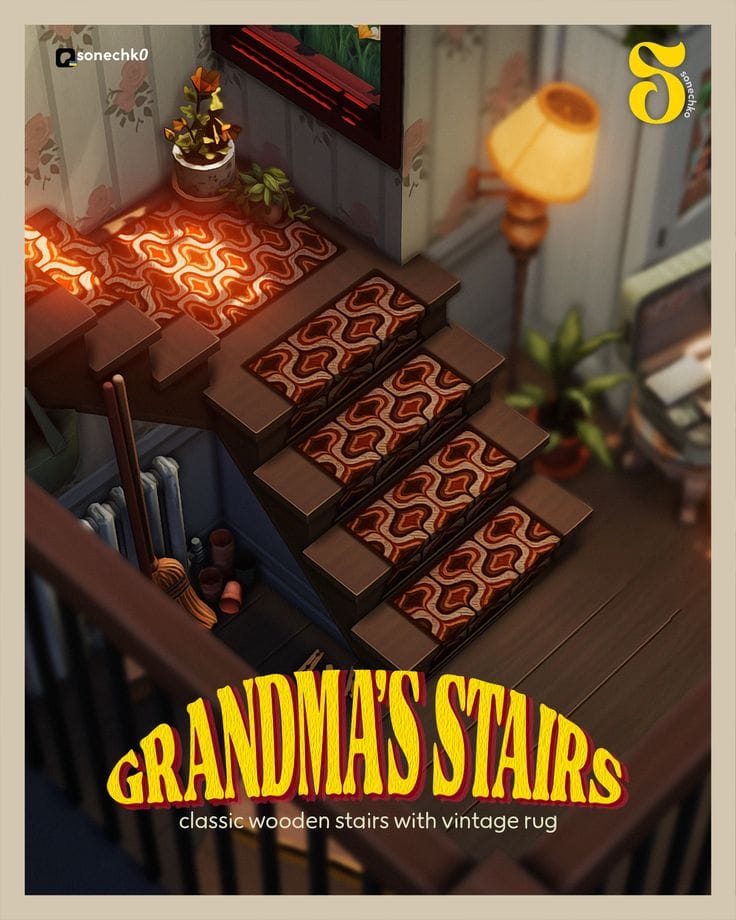 sims 4 stairs with rugs cc