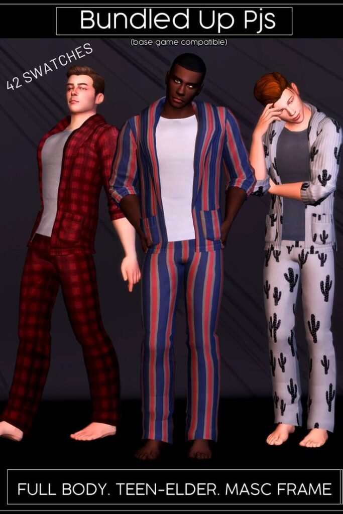 bundled up male pajamas cc