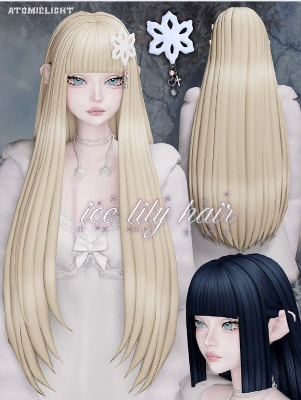 long hair cc with bangs sims 4