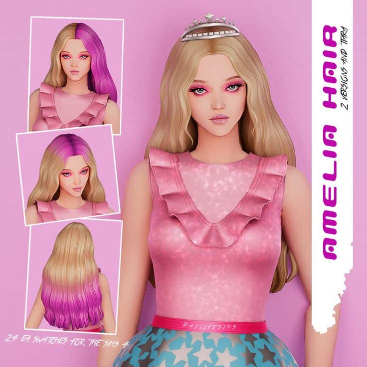sims 4 long hair with tiara