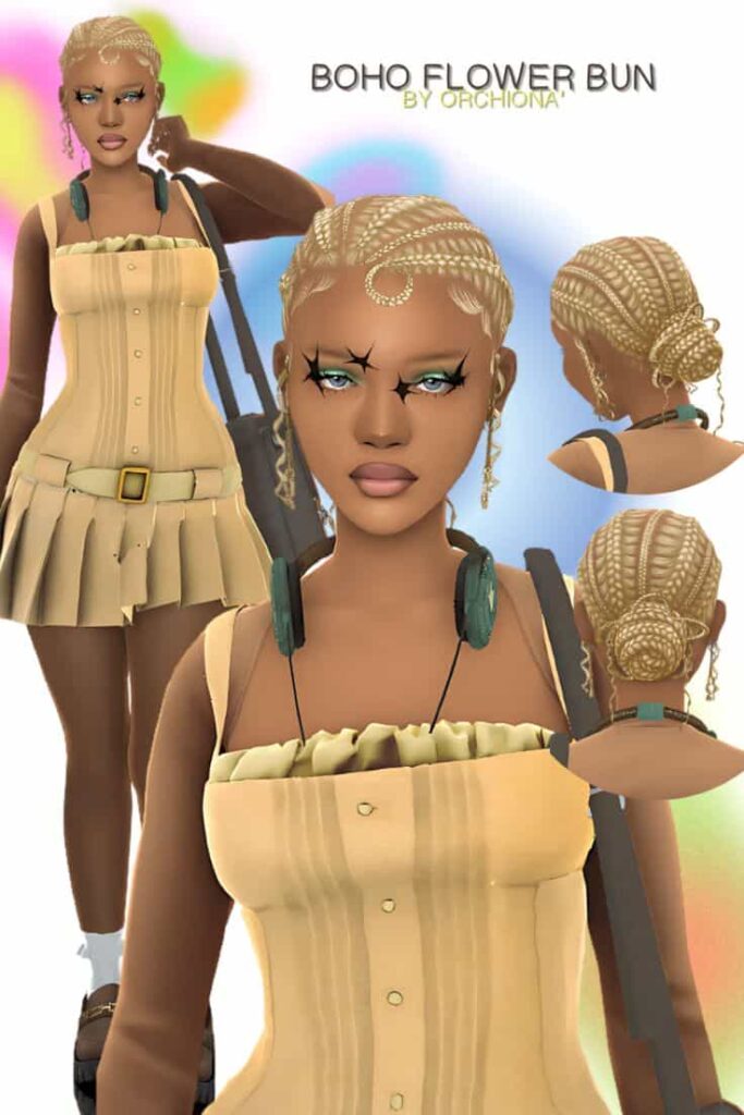 sims 4 boho flower bun