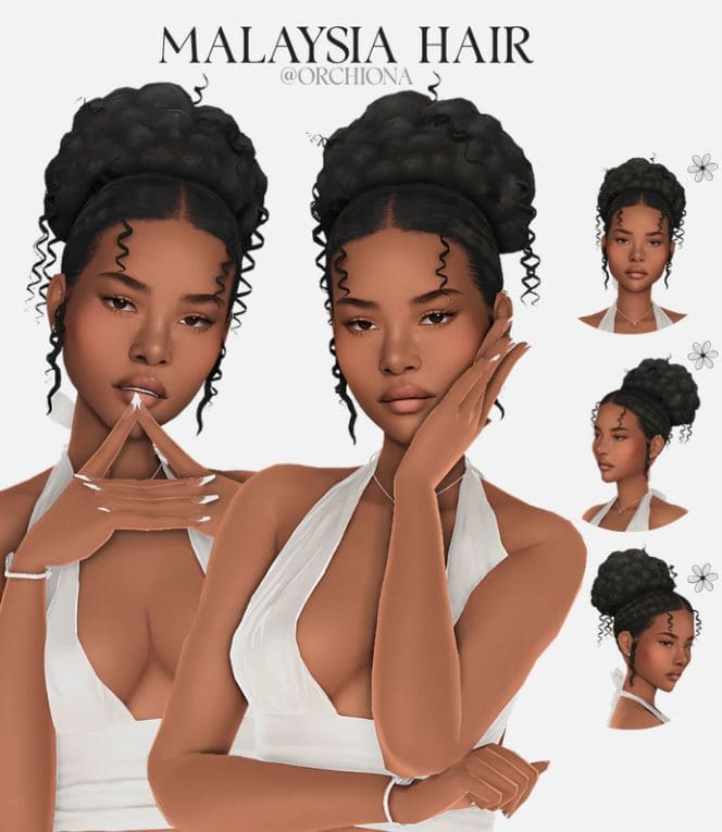 sims 4 bun hair with curly strands