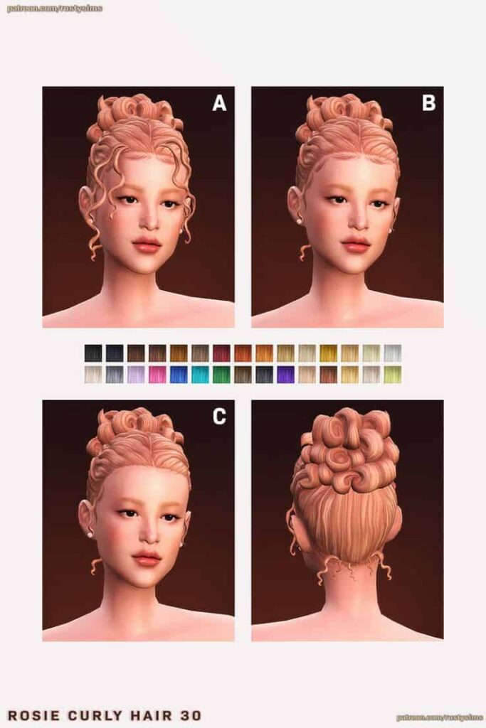sims 4 curly bun hair cc